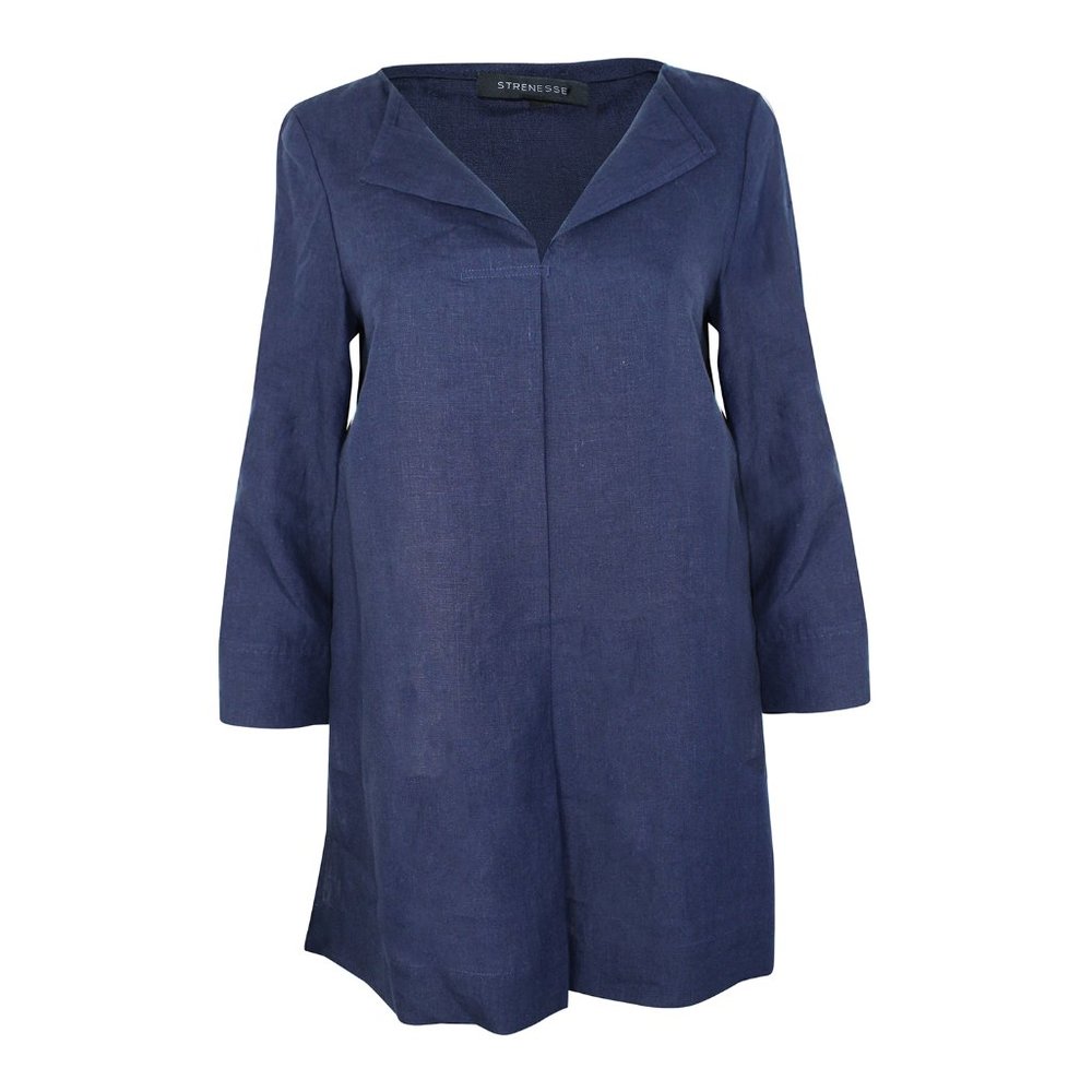 Strenesse NWT Navy Linen 3/4 Sleeve Tunic
